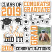 モノクロ写真の卒業 シール (正面)