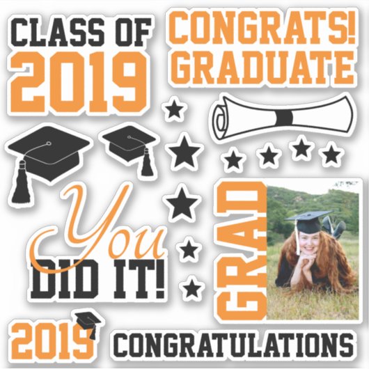 モノクロ写真の卒業 シール (正面)