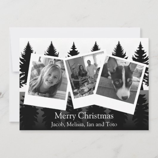 モノクロ写真の現代的なクリスマス シーズンカード (正面)