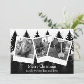モノクロ写真の現代的なクリスマス シーズンカード (スタンド正面)