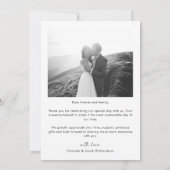 モノクロ写真の結婚式サンクスカード サンキューカード (裏面)