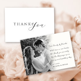 モノクロ写真の結婚式御礼カード サンキューカード