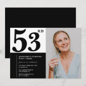 モノクロ写真の53歳の誕生日招待状 招待状 (正面/裏面)