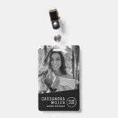 モノクロ写真カスタムの従業員ID バッジ (正面 （クリップ付）)