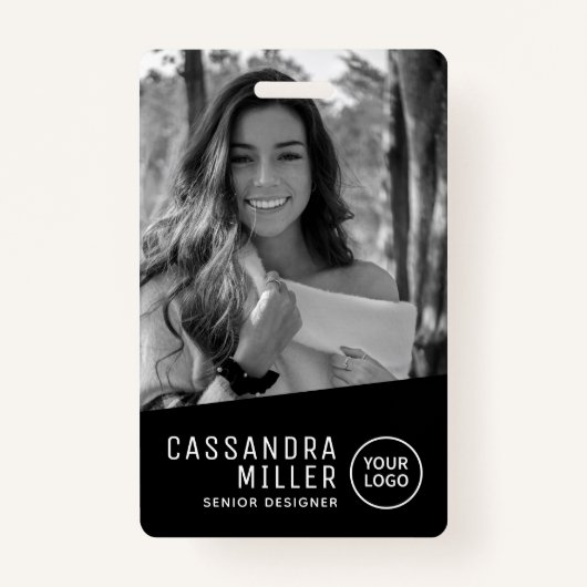 モノクロ写真カスタムの従業員ID バッジ (正面)
