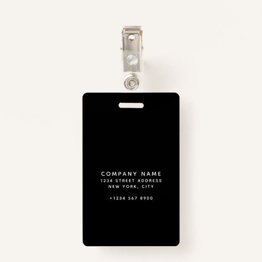 モノクロ写真カスタムの従業員ID バッジ (裏面クリップ)