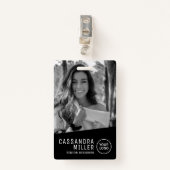 モノクロ写真カスタムの従業員ID バッジ (正面クリップ)