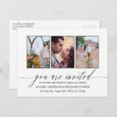 モノクロ写真コラージュ結婚式招待状 インビテーションポストカード (正面/裏面)