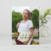 モノクロ写真スクリプト卒業パーティー招待状 招待状 (スタンド正面)