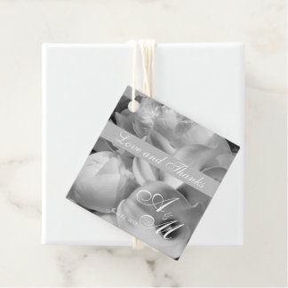 モノクロ写真ホワイトカラス&牡丹 フェイバータグ