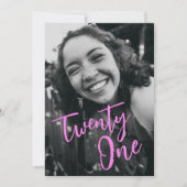 モノクロ写真21歳の誕生日パーティー 招待状 (正面)