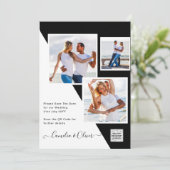 モノクロ写真 ウェディング 招待状 QRコード 記念日 保存 (スタンド正面)