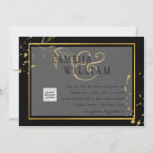 モノクロ写真 ウェディング 招待状 QRコード 記念日 保存 (正面)