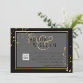 モノクロ写真 ウェディング 招待状 QRコード 記念日 保存 (スタンド正面)