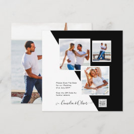 モノクロ写真 ウェディング 招待状 QRコード 記念日 保存