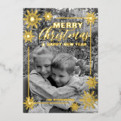 モノクロ写真 クリスマス 新年 箔シーズンカード (正面)