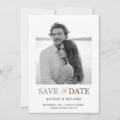 モノクロ写真 ゴールド文字 Save the Date セーブザデート (正面)