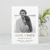 モノクロ写真 ゴールド文字 Save the Date セーブザデート (スタンド正面)