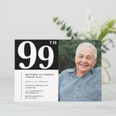 モノクロ写真 男性 99歳の誕生日 インビテーション (スタンド正面)