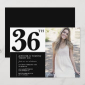 モノクロ写真 36歳の誕生日招待状 招待状 (正面/裏面)