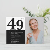 モノクロ写真 49歳の誕生日招待状 招待状 (スタンド正面)