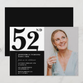 モノクロ写真 52歳の誕生日招待状 招待状 (正面/裏面)