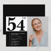 モノクロ写真 54歳の誕生日招待状 招待状 (正面/裏面)