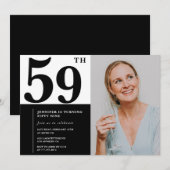 モノクロ写真 59歳の誕生日招待状 招待状 (正面/裏面)