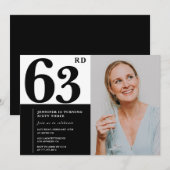 モノクロ写真 63歳の誕生日招待状 招待状 (正面/裏面)