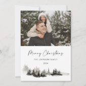 モノクロ冬の年次家族の更新の写真 シーズンカード (正面)