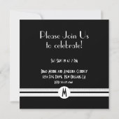 モノクロ婚約（白黒）アールデコ 招待状 (裏面)