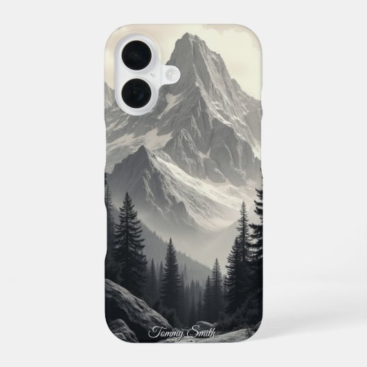 モノクロ山脈 iPhone 16ケース (裏面)