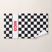 モノクロ市松模様にフラグ2 バスタオルセット (ハンドタオル)