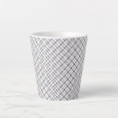モノクロ幾何学テクスチャ｜シームレスダイヤモンド柄 カフェラテマグ (正面)