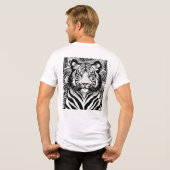 モノクロ幾何学ライオンロゴTシャツ トライブレンドTシャツ (裏面全面)