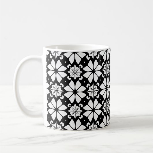 ☕⚫⚪モノクロ幾何学柄モダンマグカップギフト コーヒーマグカップ (左)
