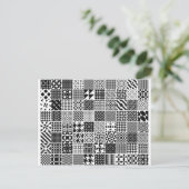 モノクロ幾何学模様はがき ポストカード (スタンド正面)