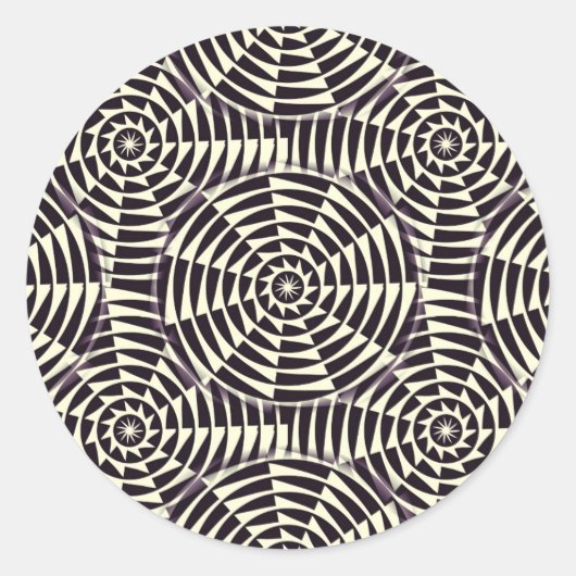 モノクロ幾何学的シームレスパターン ラウンドシール (正面)