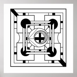 モノクロ幾何学的ミニマル抽象芸術幾何学 ポスター