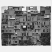 モノクロ建築 フリースブランケット (正面(横))
