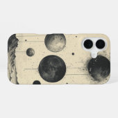 モノクロ惑星図 iPhone 16ケース (裏面横)