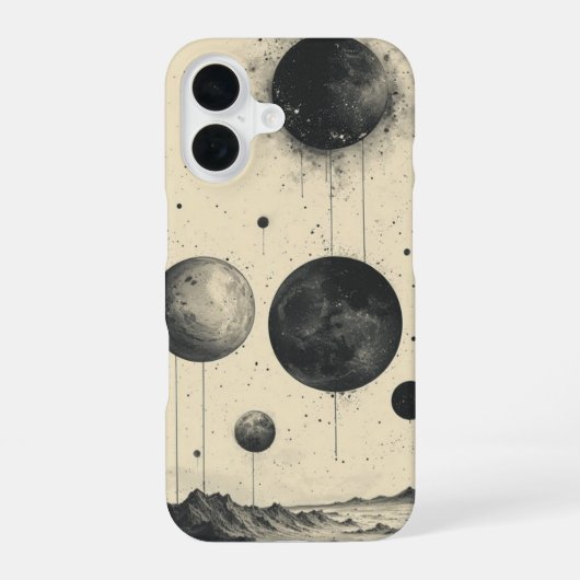 モノクロ惑星図 iPhone 16ケース (裏面)