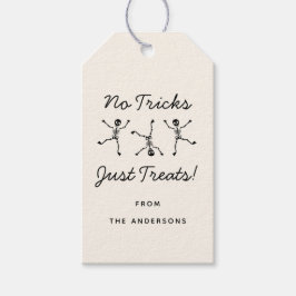 モノクロ手描きスケルトン ハロウィン ギフトタグ
