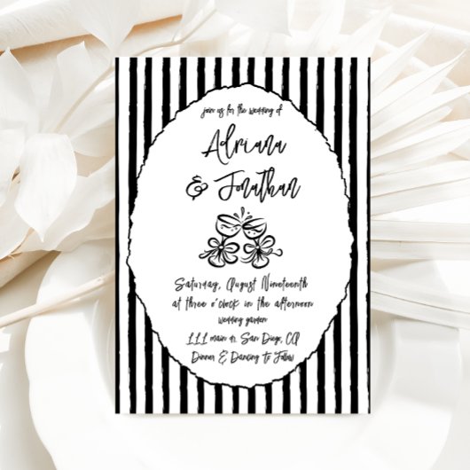 モノクロ手描き結婚式招待状 招待状