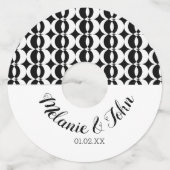 モノクロ抽象円形 - カップルの名前 ワイングラスタグ (正面)