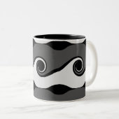 モノクロ抽象波模様 ツートーンマグカップ (正面右)