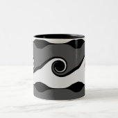 モノクロ抽象波模様 ツートーンマグカップ (中央)