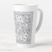 モノクロ抽象芸術フォーラルラテマグカップ カフェラテマグ (右アングル)