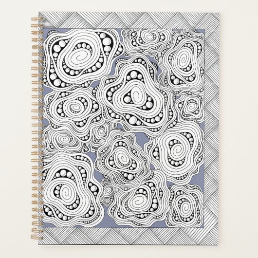 モノクロ抽象芸術フローラノートブック プランナー手帳 (正面)