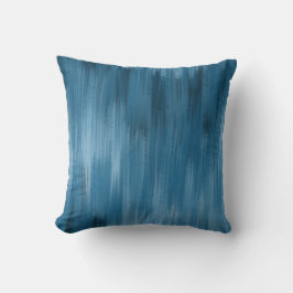 モノクロ抽象芸術ブラシストローク、青 クッション